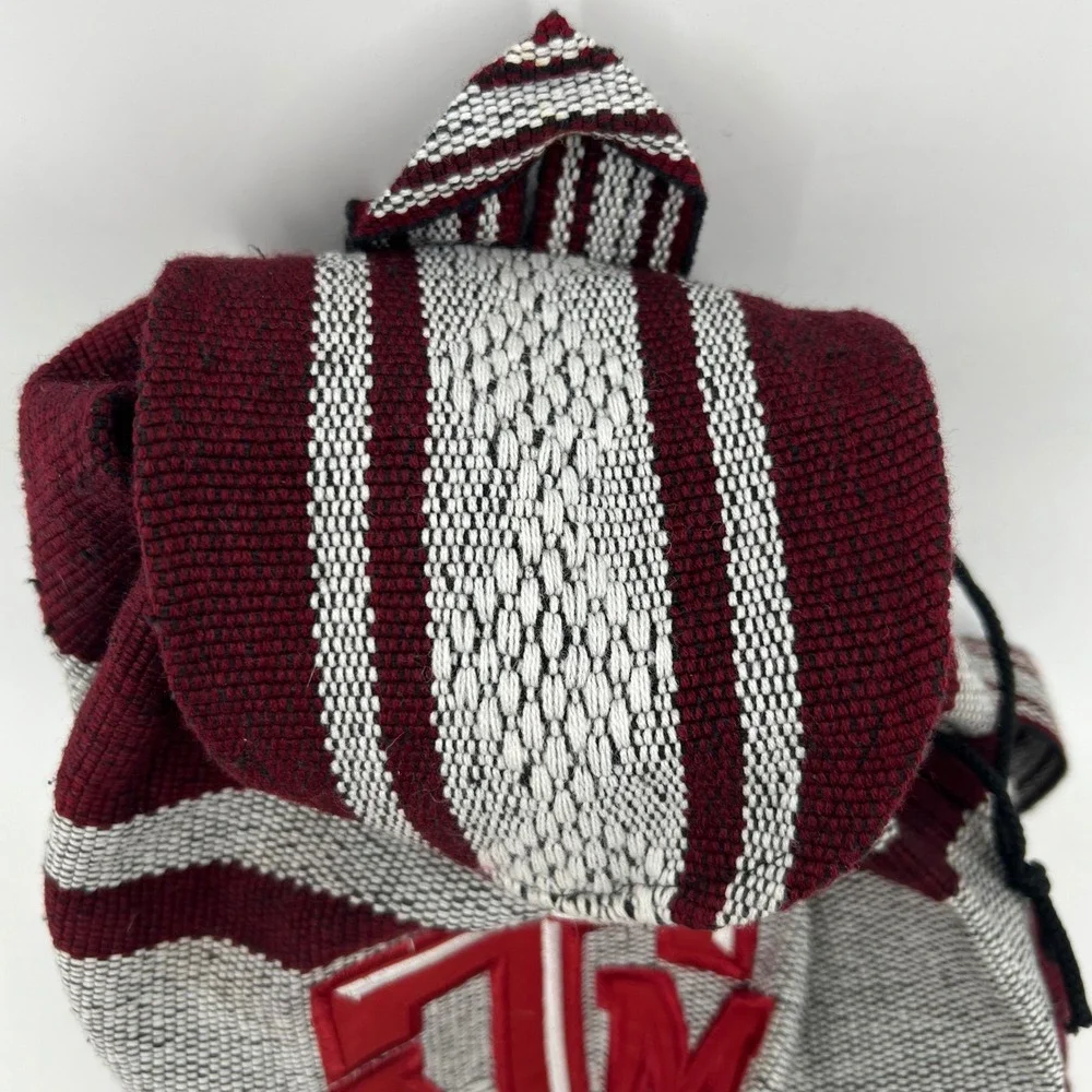 Texas‎ A&M ATM Maroon Gray Striped Drawstring Backpack Bag